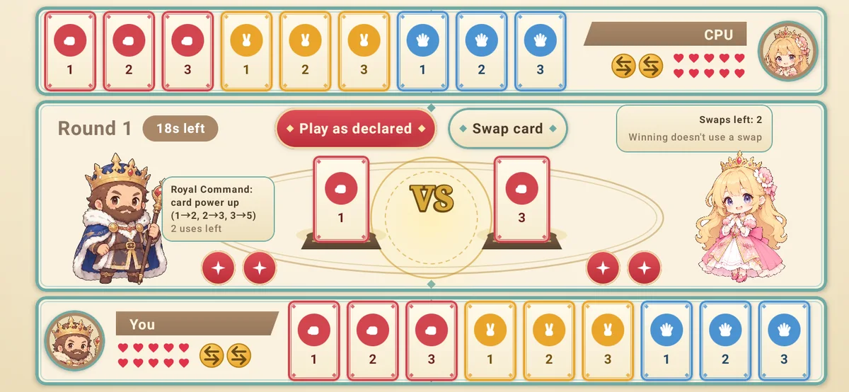 Swap cards to bluff